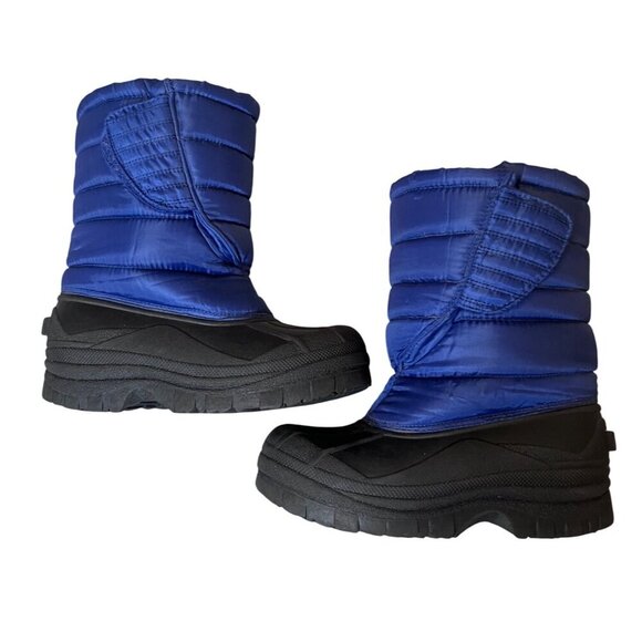 Kids Insulated Lined Winter Snow Boots Size 2 Blue Waterproof Cold Weather Shoes - Picture 5 of 7